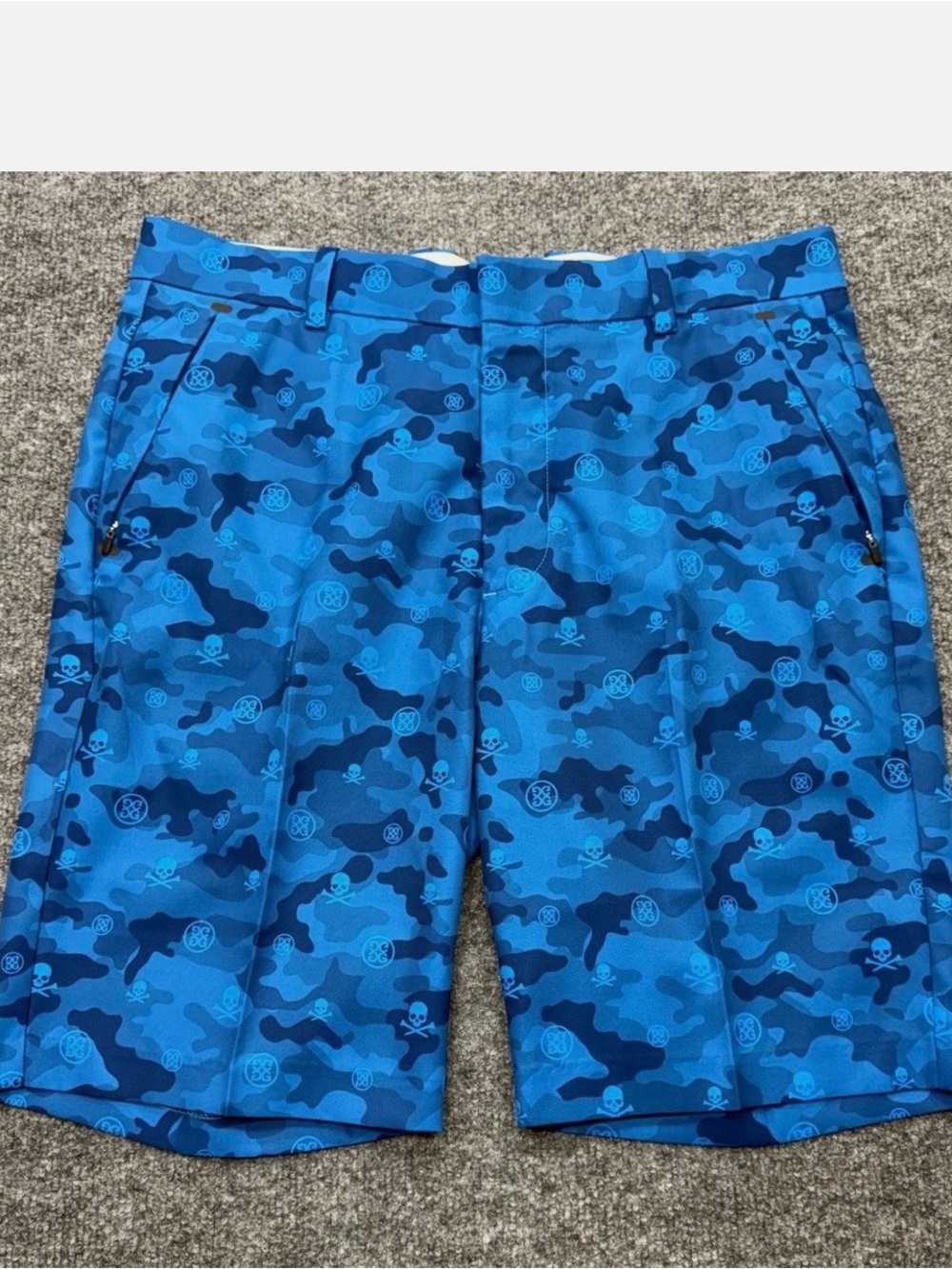 G/Fore blue camo skull cross bones golf shorts